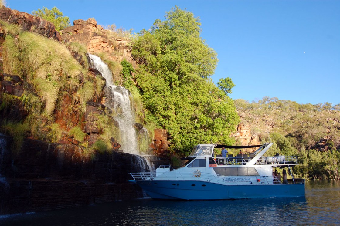 MV KingTide moored at Kimberley waterfall